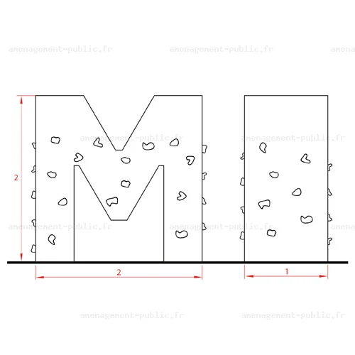 Lettre alphabet à escalader pour aire de jeux